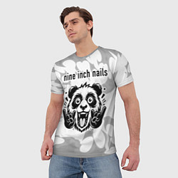 Футболка мужская Nine Inch Nails рок панда на светлом фоне, цвет: 3D-принт — фото 2