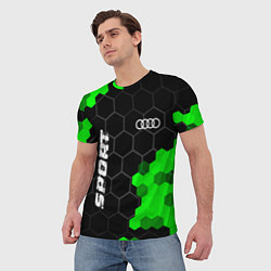 Футболка мужская Audi green sport hexagon, цвет: 3D-принт — фото 2