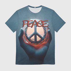 Футболка мужская Знак мира в ладони, цвет: 3D-принт