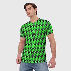 Футболка мужская Чёрно-зелёный паттерн, цвет: 3D-принт — фото 2