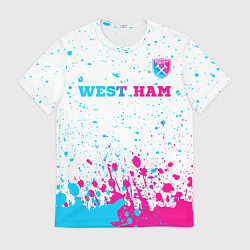 Футболка мужская West Ham neon gradient style посередине, цвет: 3D-принт