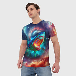 Футболка мужская Пасть космической акулы - нейросеть, цвет: 3D-принт — фото 2