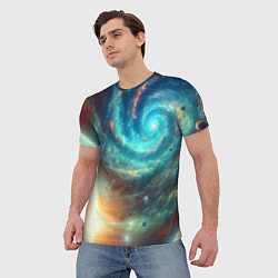 Футболка мужская Неоновая далёкая галактика - нейросеть, цвет: 3D-принт — фото 2