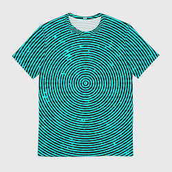 Футболка мужская Гипнотический круг чёрно-голубой, цвет: 3D-принт