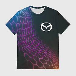Футболка мужская Mazda neon hexagon, цвет: 3D-принт