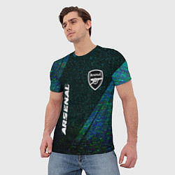 Футболка мужская Arsenal glitch blue, цвет: 3D-принт — фото 2