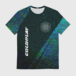 Футболка мужская Coldplay glitch blue, цвет: 3D-принт