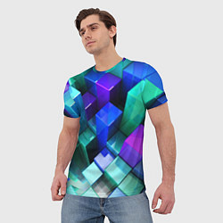 Футболка мужская Неоновые кубы текстура, цвет: 3D-принт — фото 2