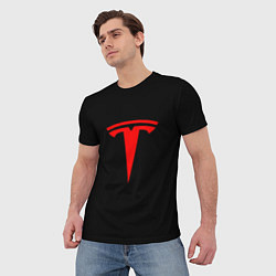 Футболка мужская Tesla red logo, цвет: 3D-принт — фото 2