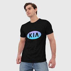 Футболка мужская KIA logo neon, цвет: 3D-принт — фото 2
