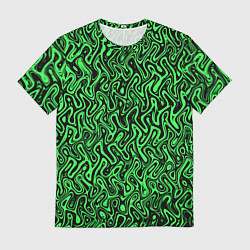 Футболка мужская Чёрно-зелёный абстрактный узор, цвет: 3D-принт