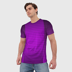 Футболка мужская Фиолетовый градиентный полосатый комбинированный у, цвет: 3D-принт — фото 2
