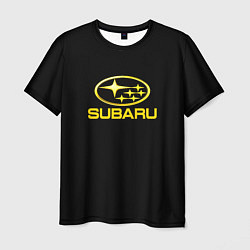 Футболка мужская Subaru logo yellow, цвет: 3D-принт