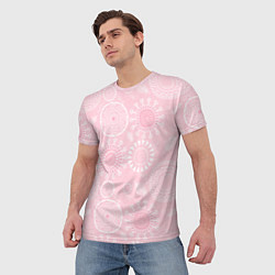 Футболка мужская Розовый цветочный паттерн, цвет: 3D-принт — фото 2