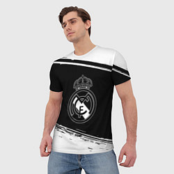 Футболка мужская Реал мадрид белое лого, цвет: 3D-принт — фото 2