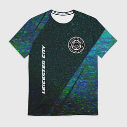 Футболка мужская Leicester City glitch blue, цвет: 3D-принт