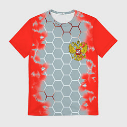Футболка мужская Россия абстрактные соты, цвет: 3D-принт