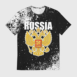 Футболка мужская Герб России - черно-белые пятна, цвет: 3D-принт