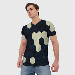 Футболка мужская Соты абстракция, цвет: 3D-принт — фото 2
