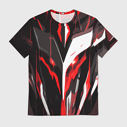 Футболка мужская Красно-белый абстрактный демонический шлем, цвет: 3D-принт