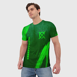 Футболка мужская CreepyPasta - green gradient вертикально, цвет: 3D-принт — фото 2