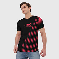 Футболка мужская Jac motors чёрно-розовый шахматка, цвет: 3D-принт — фото 2