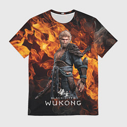 Футболка мужская Король обезьян Black Myth Wukong fire, цвет: 3D-принт