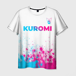 Футболка мужская Kuromi neon gradient style посередине, цвет: 3D-принт