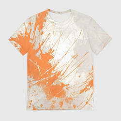 Мужская футболка Оранжевая краска на белом