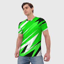 Футболка мужская Geometry stripes green, цвет: 3D-принт — фото 2