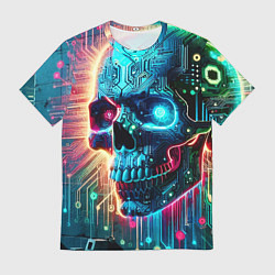 Футболка мужская Cool cyber skull - neon glow, цвет: 3D-принт