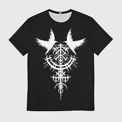 Футболка мужская Вороны и став рун защиты, цвет: 3D-принт