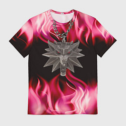 Футболка мужская Ведьмак медальён в огне, цвет: 3D-принт