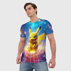 Футболка мужская Funny Pikachu - vaporwave, цвет: 3D-принт — фото 2