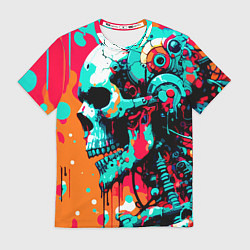 Футболка мужская Cyber skull sketch - ai art fantasy, цвет: 3D-принт