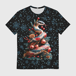 Футболка мужская Ёлка змея, цвет: 3D-принт