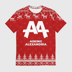 Футболка мужская Новогодний Asking Alexandria с оленями, цвет: 3D-принт