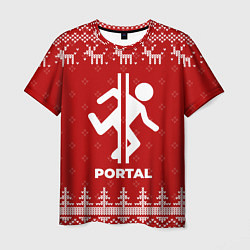 Футболка мужская Новогодний Portal с оленями, цвет: 3D-принт