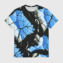 Футболка мужская Чёрные линии на чёрно-синем фоне, цвет: 3D-принт