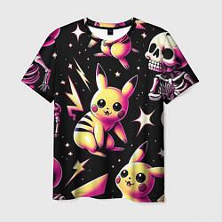 Футболка мужская Pikachu and skeletons - pattern, цвет: 3D-принт