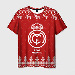 Футболка мужская Новогодний Real Madrid с оленями, цвет: 3D-принт