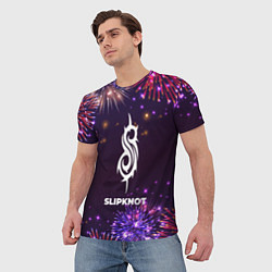 Футболка мужская Праздничный Slipknot Fireworks, цвет: 3D-принт — фото 2