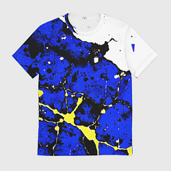 Футболка мужская Сине-жёлтая абстракция на белом фоне, цвет: 3D-принт