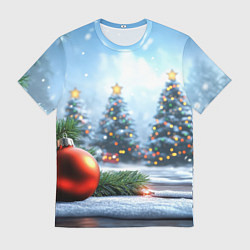Футболка мужская Новогодние елки и шар, цвет: 3D-принт