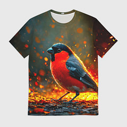 Футболка мужская Снегирь в огне, цвет: 3D-принт