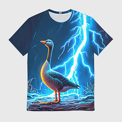 Футболка мужская Гусь и разряд молнии, цвет: 3D-принт