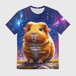 Футболка мужская Морская свинка в космосе, цвет: 3D-принт