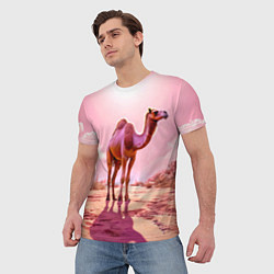 Футболка мужская Верблюд в розовой пустыне, цвет: 3D-принт — фото 2