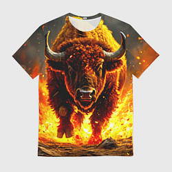 Футболка мужская Буйвол в огне, цвет: 3D-принт