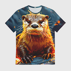 Футболка мужская Выдра в огне, цвет: 3D-принт